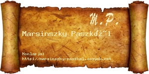 Marsinszky Paszkál névjegykártya